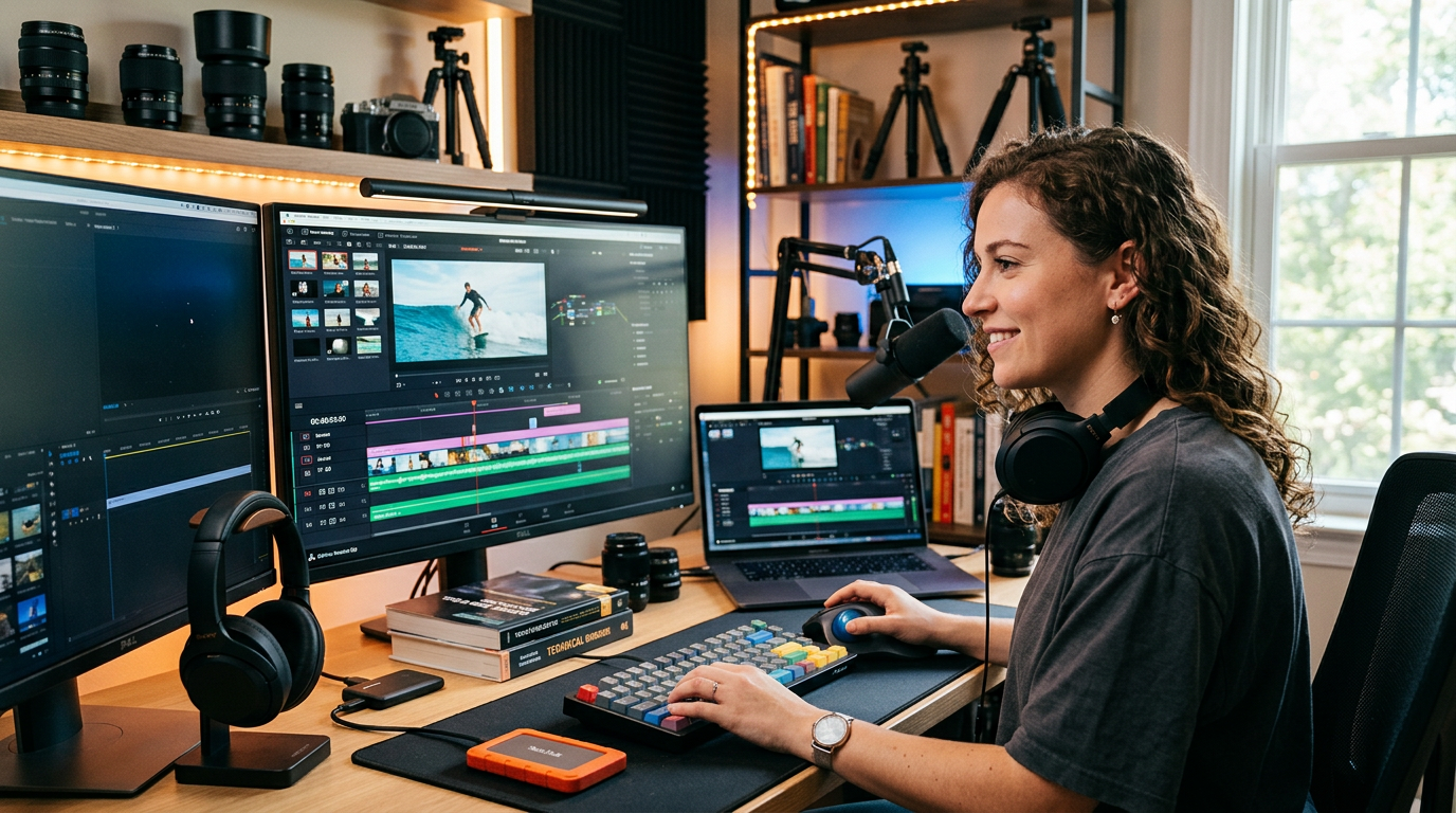 Imagem ilustrativa: Editor de vídeo grátis para PC: 7 opções profissionais em 2026